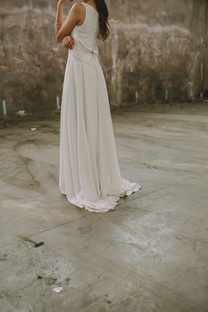 Bride in an abandoned fabric